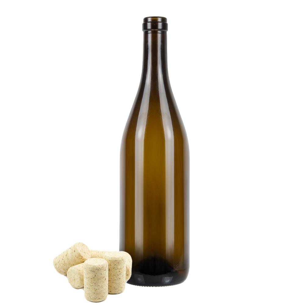 10X Butelki Szklane Burgundy 0,75L Na Wino Korek