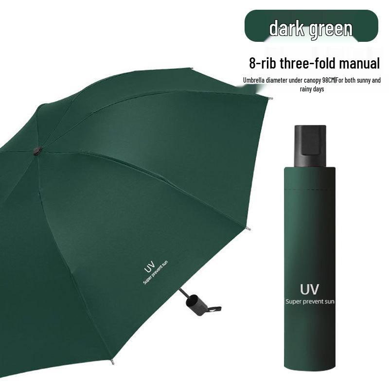 Large 3-Person Umbrella: Reinforced, Dual-Use for Sun and Rain, with Black Glue Sunscreen.