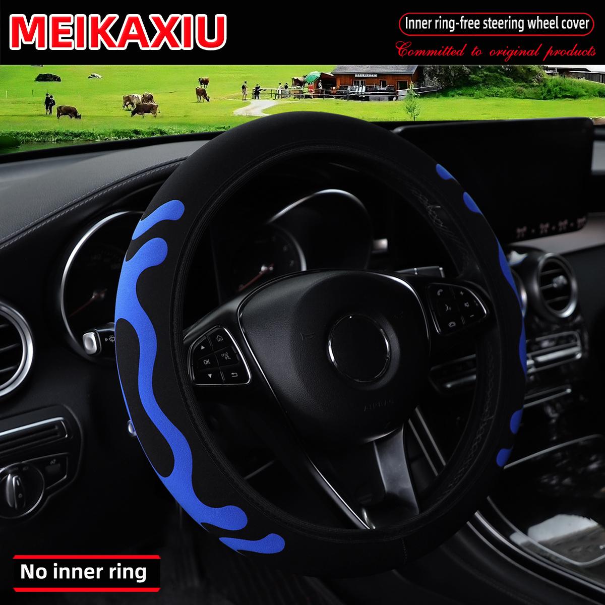 

Women s Diving Material 3D Foam Steering Wheel Cover Rimless Three-Dimensional Style Fabric Car Accessory for 37-38cm Wheels синій