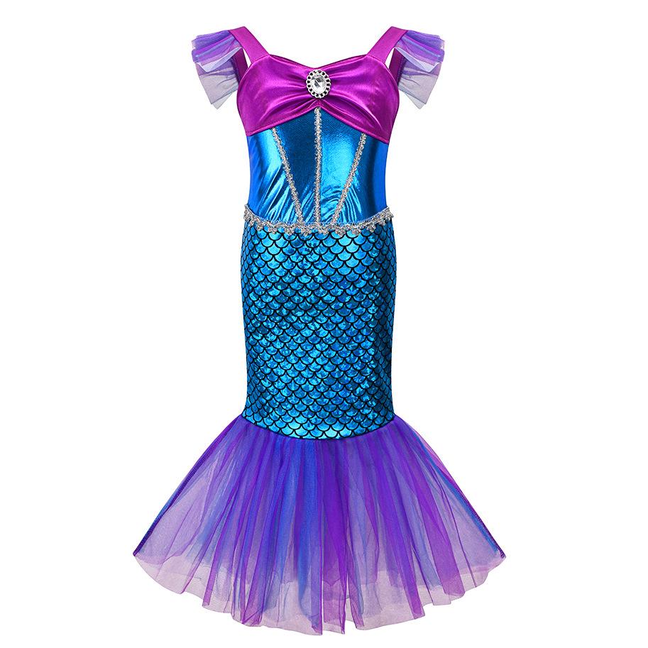 Mermaid Princess Dress for Girls - 2022 Ariel Fishtail Party Gown