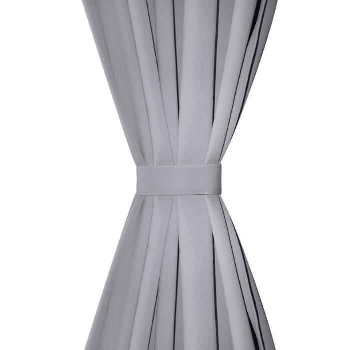 Rideau occultant - vidaXL - 2 pcs - 135x175 cm - Gris - Œillets métalliques