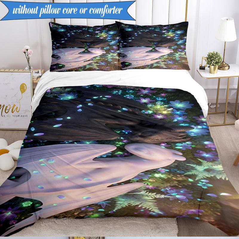 3PCS Train dragon Bedding Set Duvet Cover Closure Includes 1 Duvet Cover & 2 Pillowcases for All Seasons Bedroom Decor Christmas Fan gifts