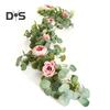 Realistische Pfingstrosen-Rosenreben, Simulationsblumen, realistisch aussehende, lebendige Farben, lichtbeständige Eukalyptus-Hängepflanzen
