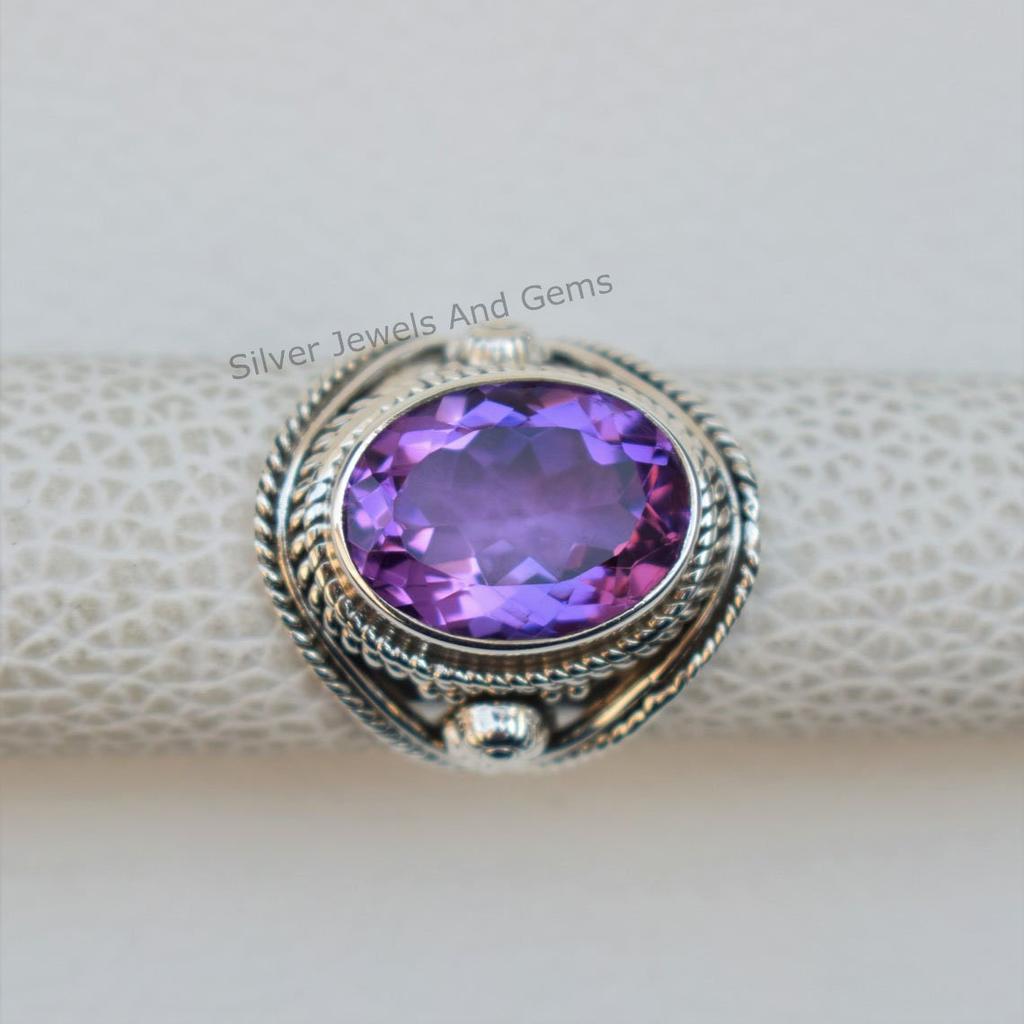 925 Sterling Silver Amethyst Ring, Purple Gemstone Ring, February Birthstone Ring, Handmade Ring, Oval Amethyst Designer Ring, Promise Ring