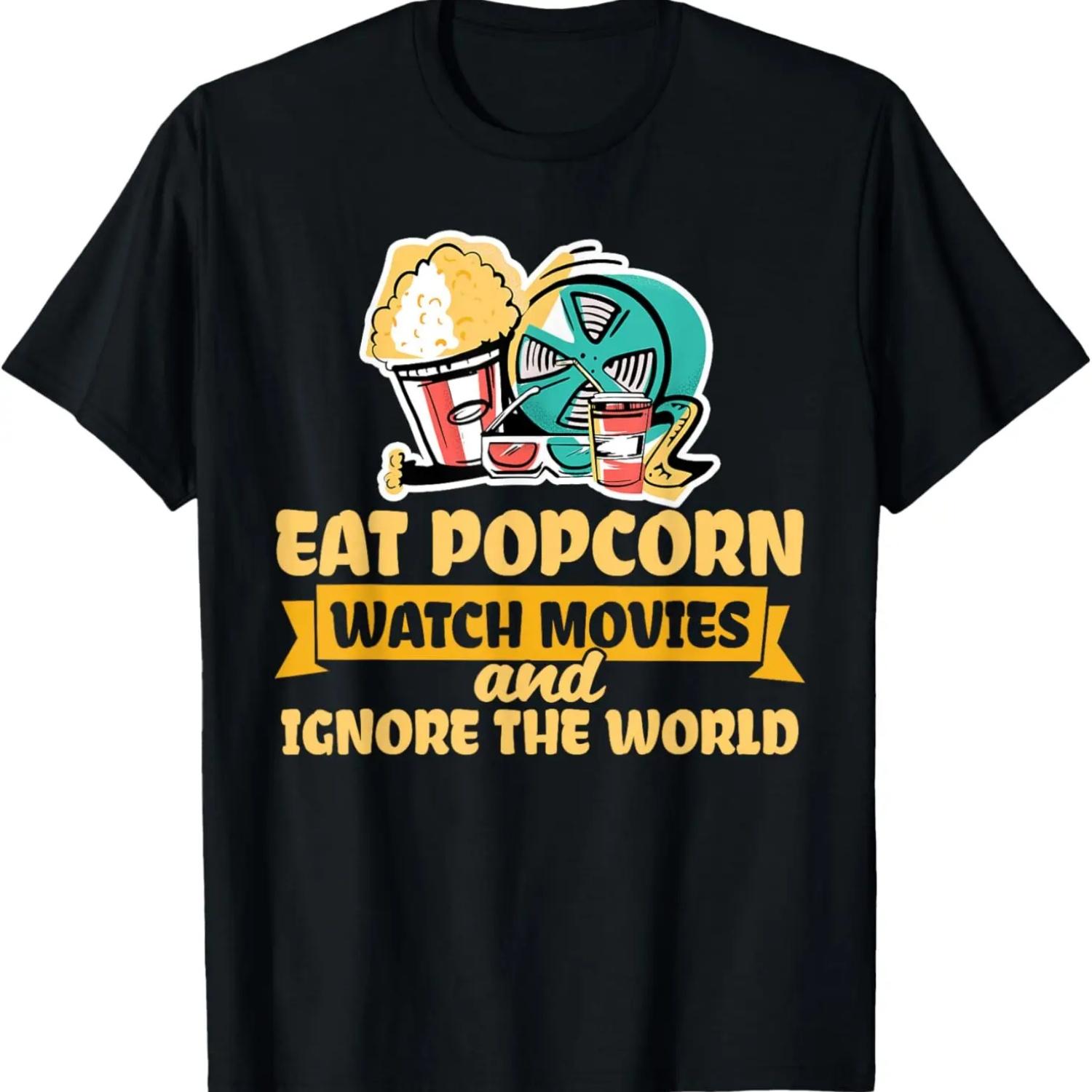 Попкорн Фильмы Закуска Кино ТВ Шоу - Забавная Футболка с Попкорном, Удобный Чистый Хлопок S
