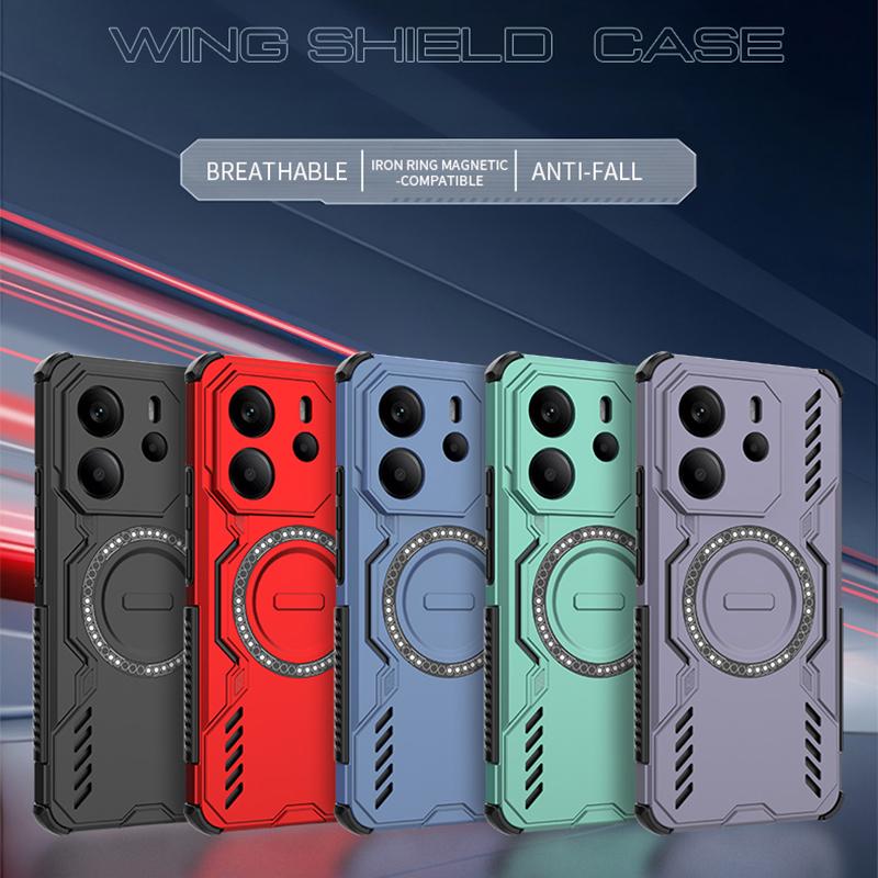 KEYSION Hollow Heat Dissipation Case for Redmi Note 14 4G 5G Silicone+PC Magnetic Cooling Shockproof Phone Cover for Redmi Note 14 5G