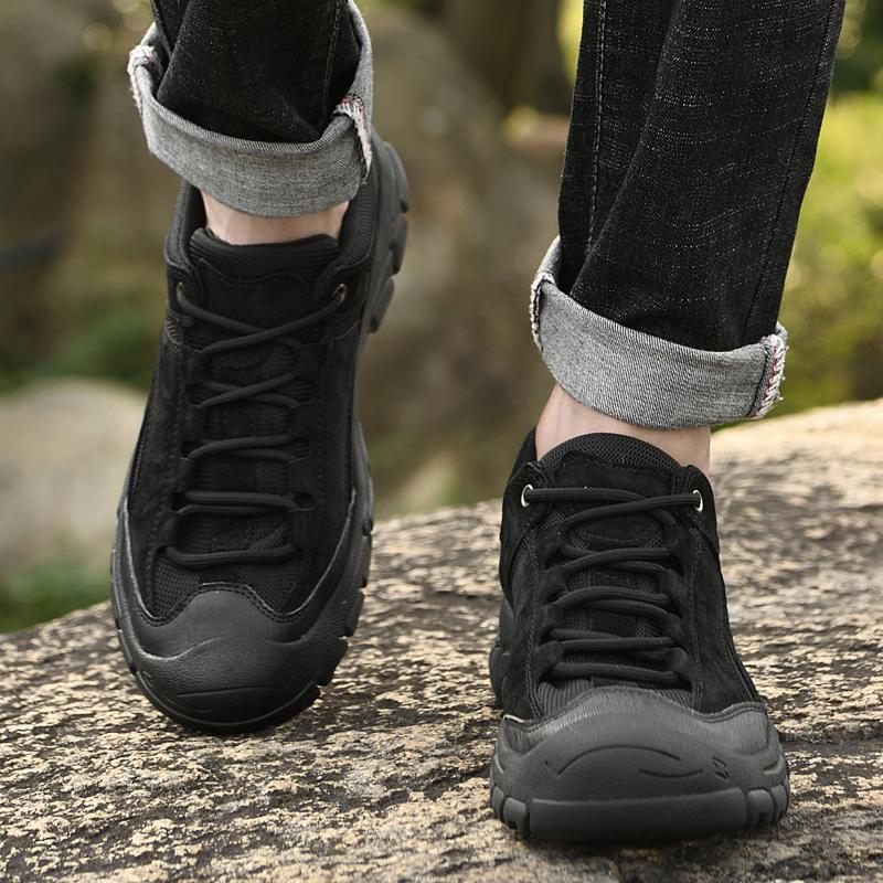 Fashion Non-Slip Man Outdoor Footwear Suede Leather Sneakers Leisure Walk Hiking Shoes Men's Lace Up Shoes Fashion Walking Casual Shoes