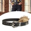 PU Leather Waist Belt Plush Trim Waistband Punk Waist Girdle Creative Belly Ornament Clothing Accessory