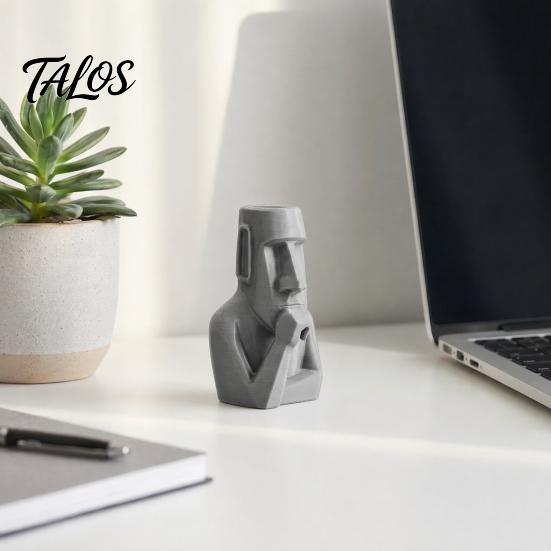 Moai Thinker Statue, 3D Printed Creative Thinker Figurine, Fun Moai Statue Ornament for Home Office Desk Shelf Decoration