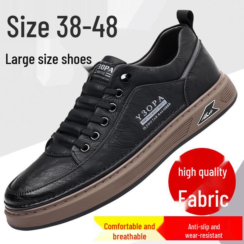 White Men's Business Casual Leather Sneakers Handmade Stitched Cowhide Youth Style 7773