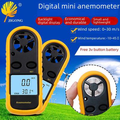 Anemometro Digitale Tascabile con Display di Velocità del Vento e Temperatura; Misura 0-30 m/s.