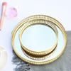 Gold Metal Mirror Base Tray Perfume Jewelry Makeup Decorative Vanity Tray