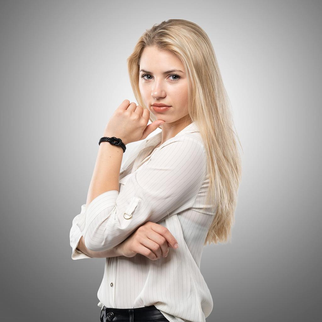 Genuine Leather Bracelet 16cm Black with Gift Box Knot Jewelry Arm Chain Girlfriend Brother Sister Partner Couple Mother Wife Women's -