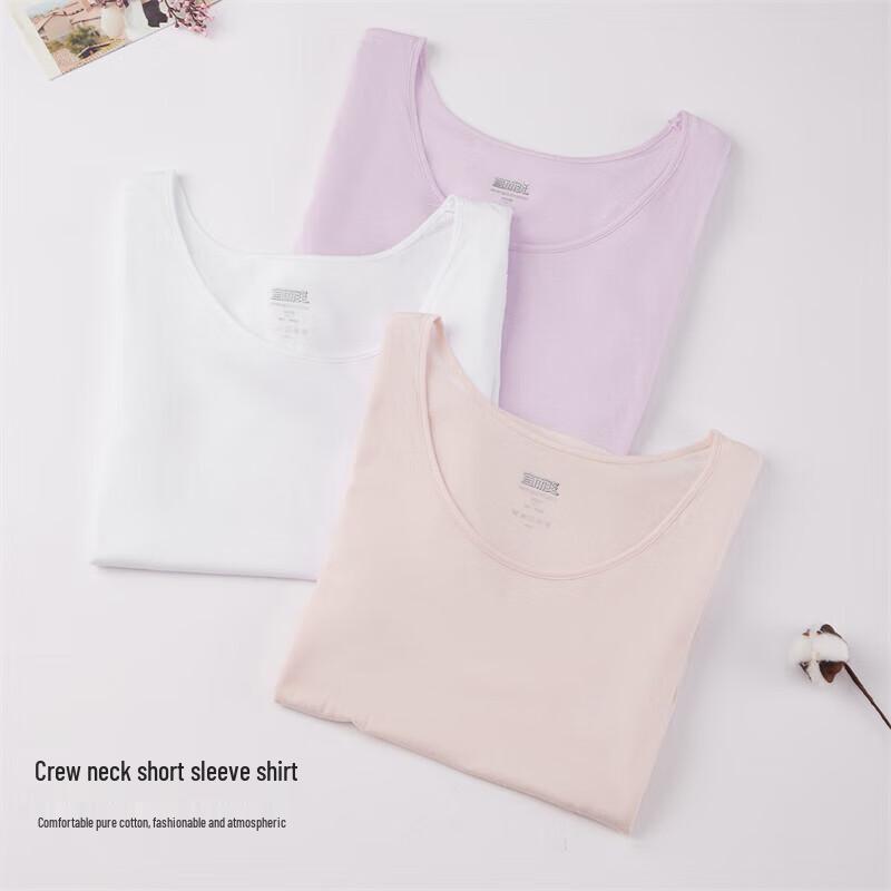 Yiershuang Women's 60s 100% Cotton Short Sleeve Round Neck T-shirt