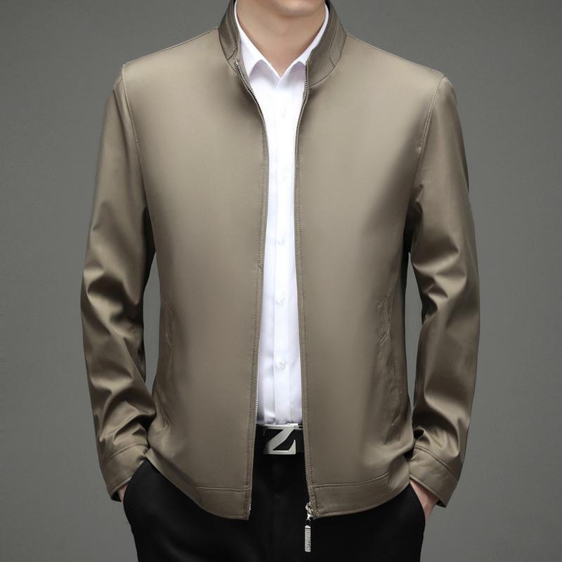 

2025 Autumn Men s Middle-aged Stand Collar Loose Casual Plus Size Jacket XL хаки