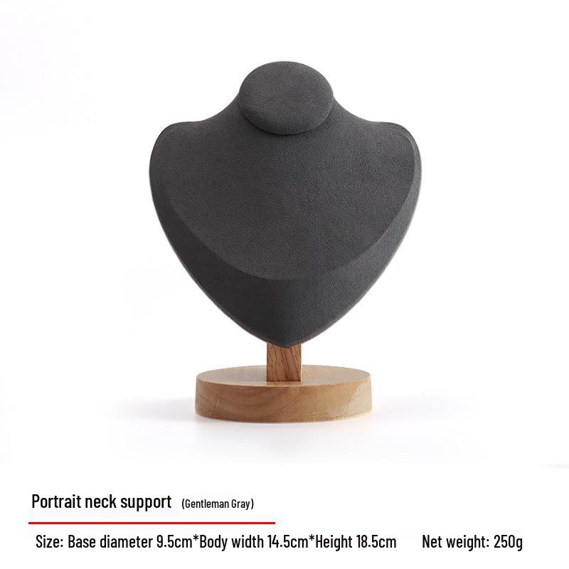 Solid Wood Jewelry Display Stand for Earrings, Rings, and Necklaces with Jade Tray