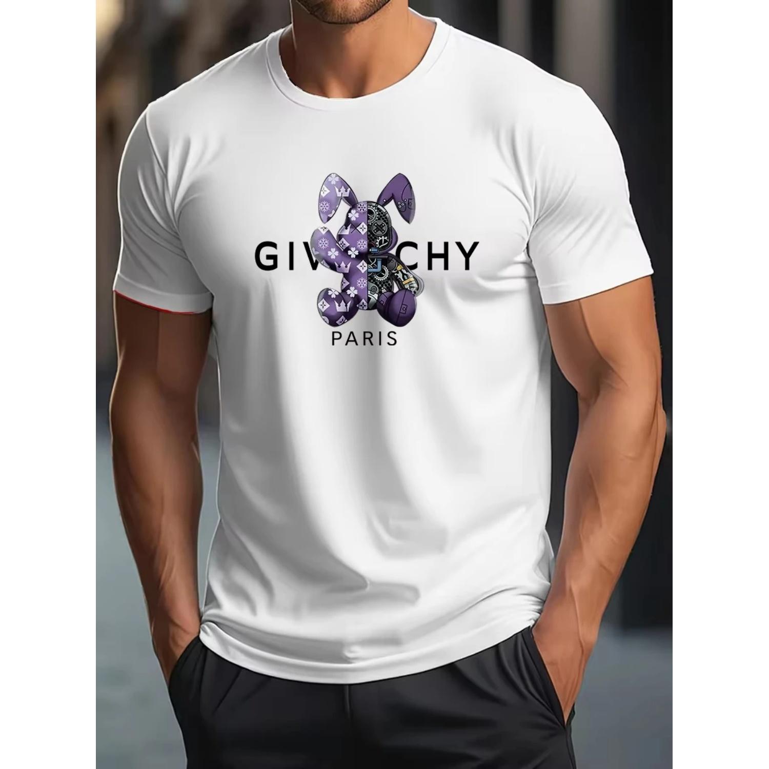 2026 Summer Popular Fashion Simple Print Cotton Short-Sleeved T-Shirt for Men - Comfortable and Breathable Streetwear S чёрный
