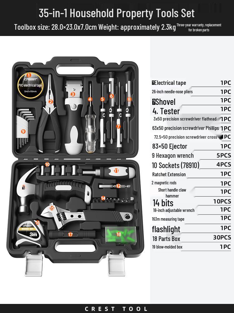 Complete Household Tool Set: Wrenches, Screwdrivers, Pliers, and More