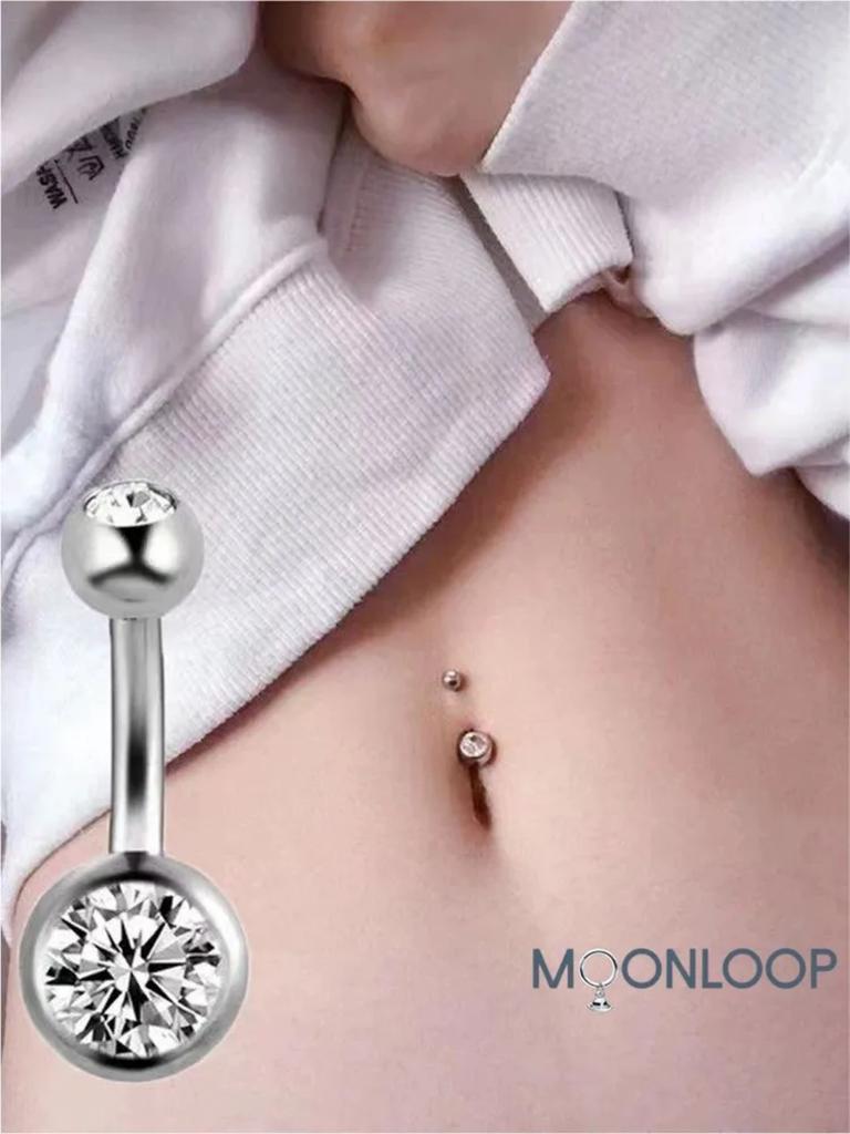Stainless Steel Belly Button Ring With Zircon Belly Button Studs