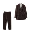 TAOP&ZA Spring/Summer Women's Fashion Double-Breasted Blazer & High-Waisted Casual Pants 