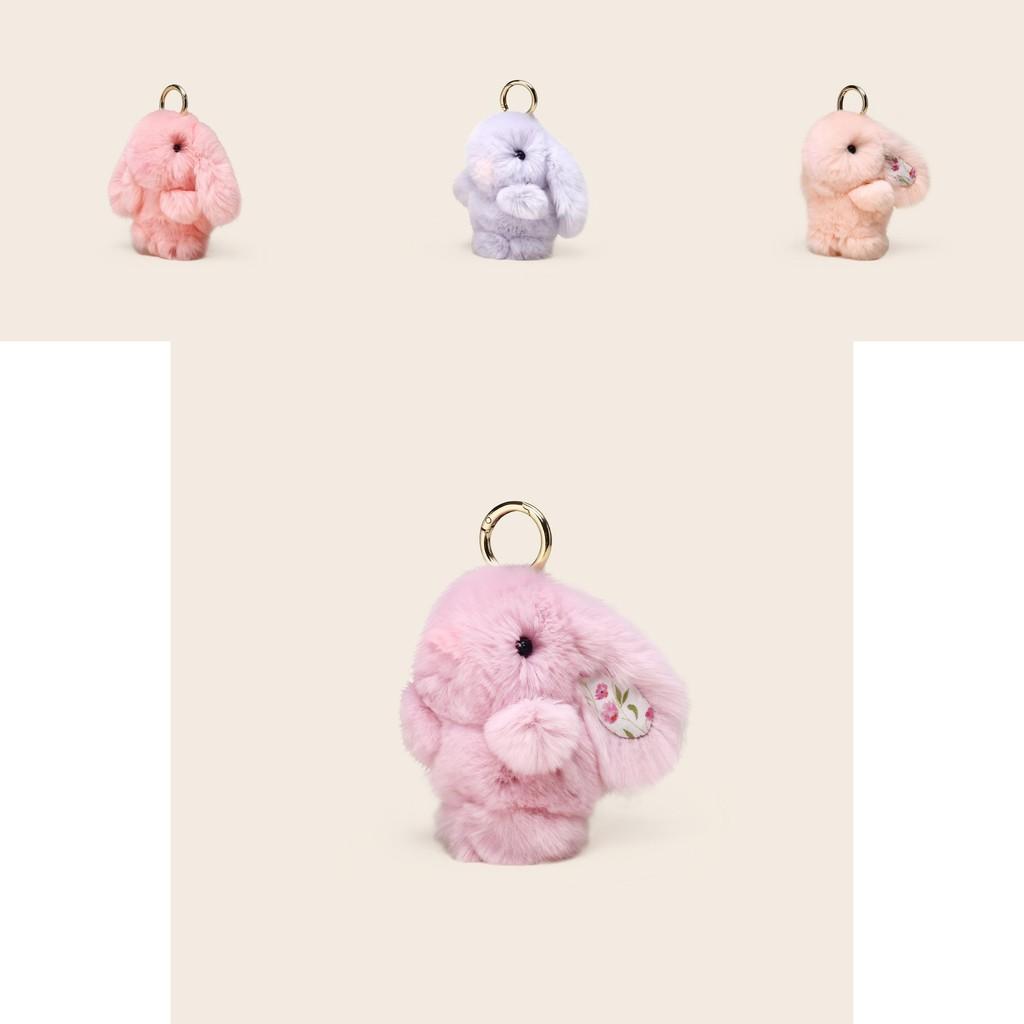 Light Luxury Bunny Plush Keychain With Floral Pattern For Ladies Fashion Accessories