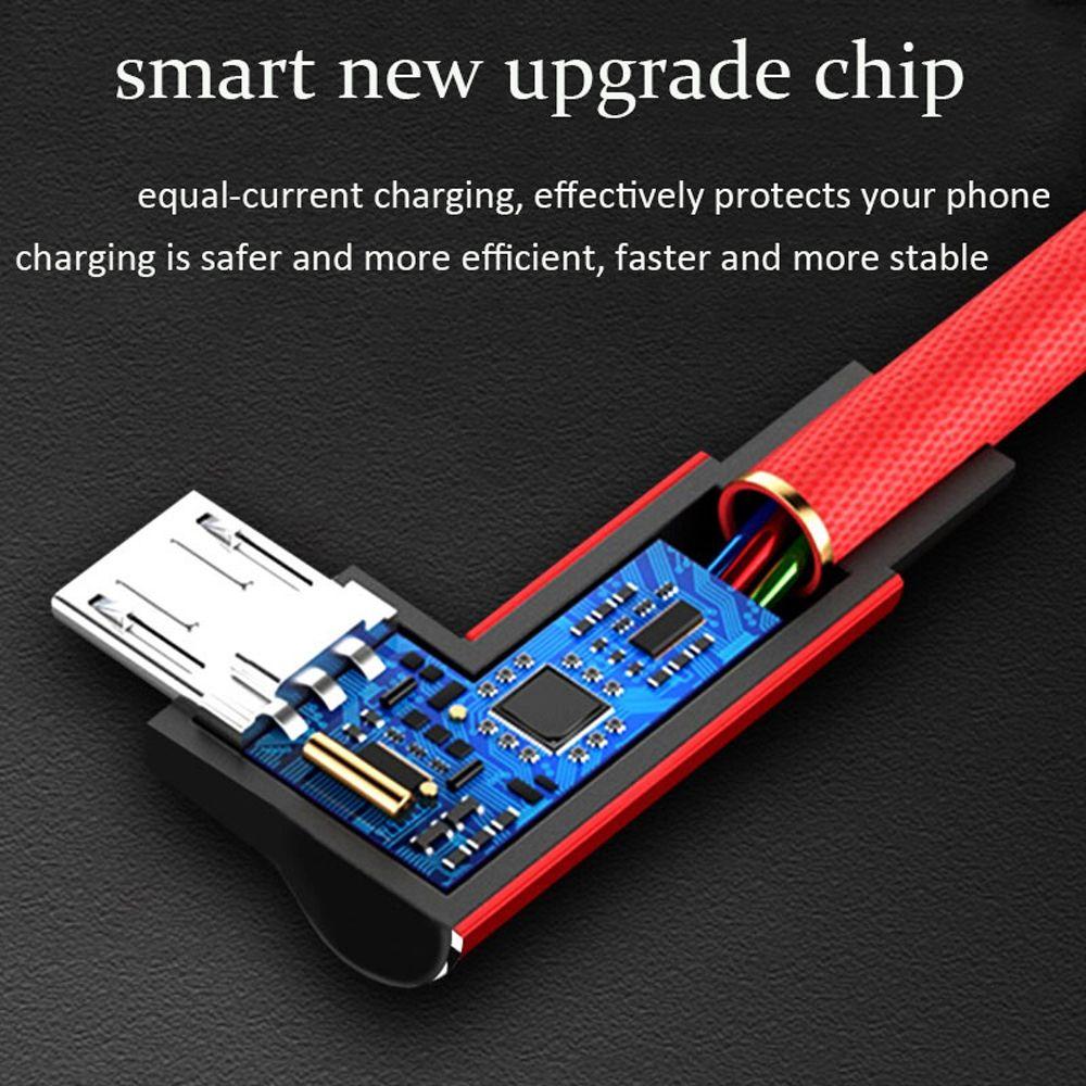 90 Degree Elbow 2.4A Charger Cord Micro USB Cable Data Cord USB Type C Cable Fast Charging Cable