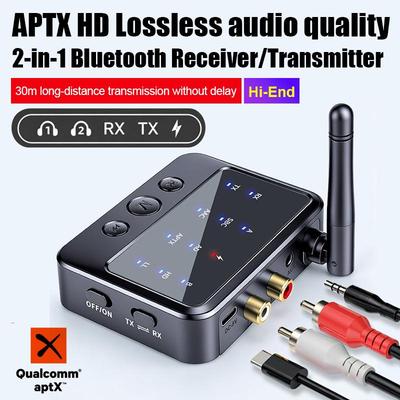 Dual Steam Bluetooth 6.0 Empfänger Sender aptX HD/LL Geringe Latenz 3,5mm AUX RCA Buchse Kabelloser Audio-Adapter für PC TV