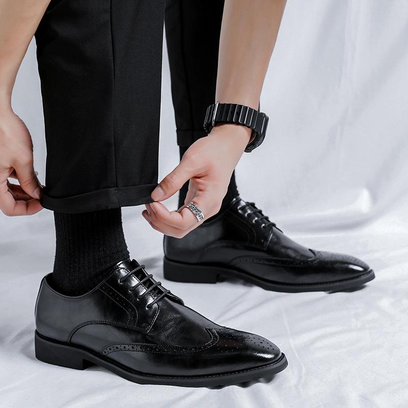 2024New Designer Men Casual Leather Brogue Shoe Trend Luxury Brand Business Derby Shoe Outdoor Designers Lace-Up Loafers