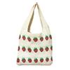 Casual Sweet Strawberry Print Knitted Shoulder Large Capacity Handbag Tote Bag Fashion Shopping Handbags Women Gifts
