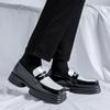 Herren Loafer mit eckiger Spitze, dicksohlige PU-Schuhe, schwarz-weißes Patchwork, Maskendekoration, Business-Freizeit-Herrenschuhe, vielseitige Herren-Arbeitsschuhe