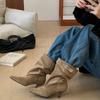 Autumn and Winter Fashion Pointed Heel Pleated Pile Boots Women's Folding Medium Tube Wide Tube Fashion Boots
