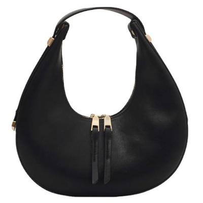 Ombro meio ombro PU mini crescente preto [Companhia de Malas] Bolsa de mão, 2 vias, bolsa, GPT, ajuste de 2 etapas, lua, bolsa de mão, bolsa, um ombro,