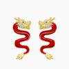 Retro Red Dragon Stud Earrings 2024 Chinese Zodiac Personality Design Exaggerated Earrings for Female New Year Jewelry