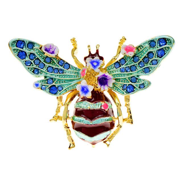 

Нові жіночі брошки зі стразами, квіти, бджоли, 3 кольори, шпилька з комахами, весна, літо, пальто, сорочка, ювелірні вироби Нові зелений