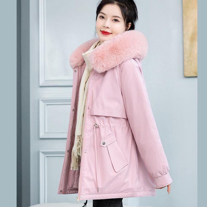 Women's New Loose Big Fur Collar Women's Plush Thickened Coat In Winter