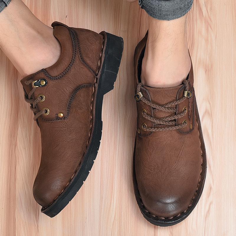 Men's Hand-stitched Leather Shoes Outdoor Casual Shoes