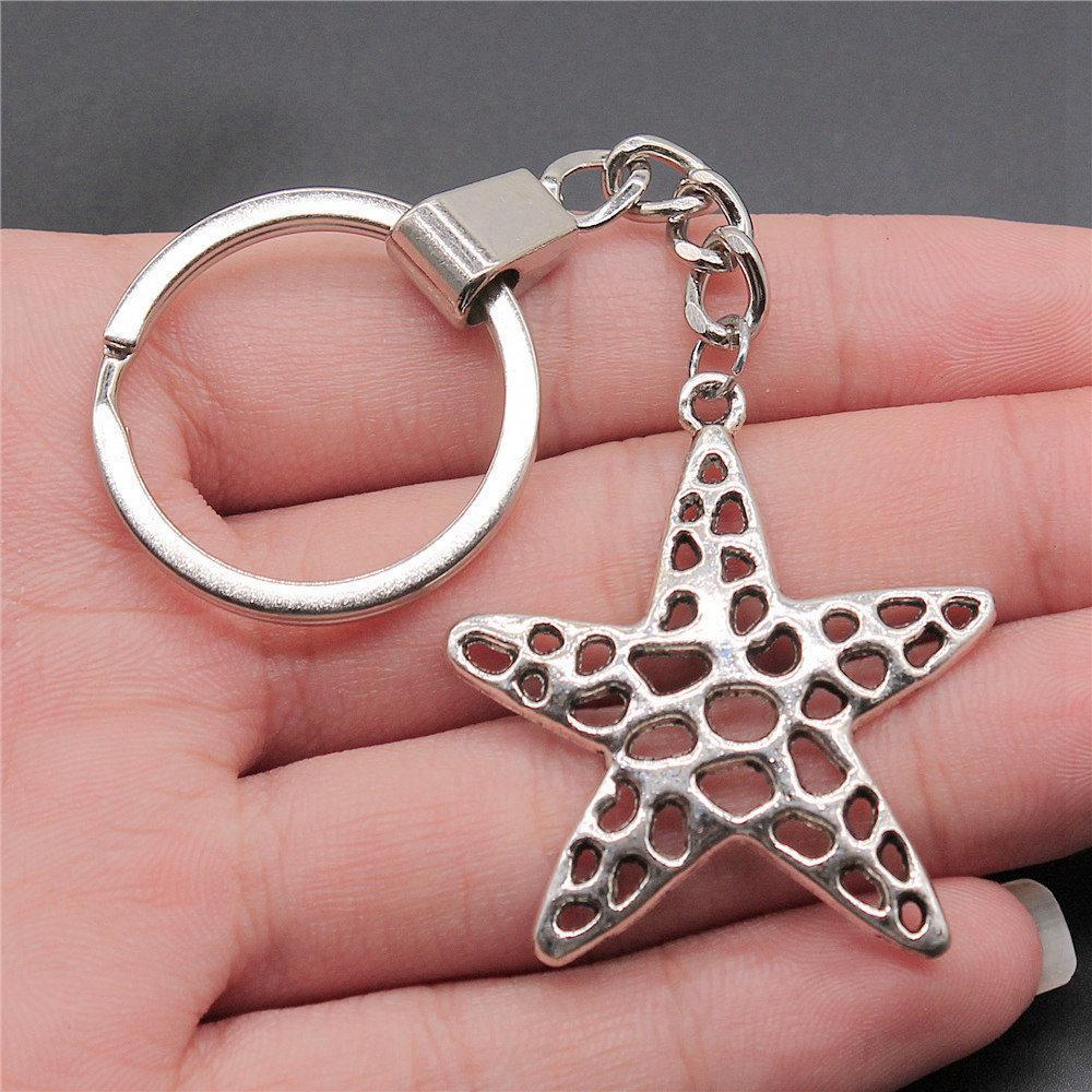 Marine Life Turtle Ocean Creature Pendant Antique Bronze Metal Keychain with 30mm Ring for Men Fashion Gift