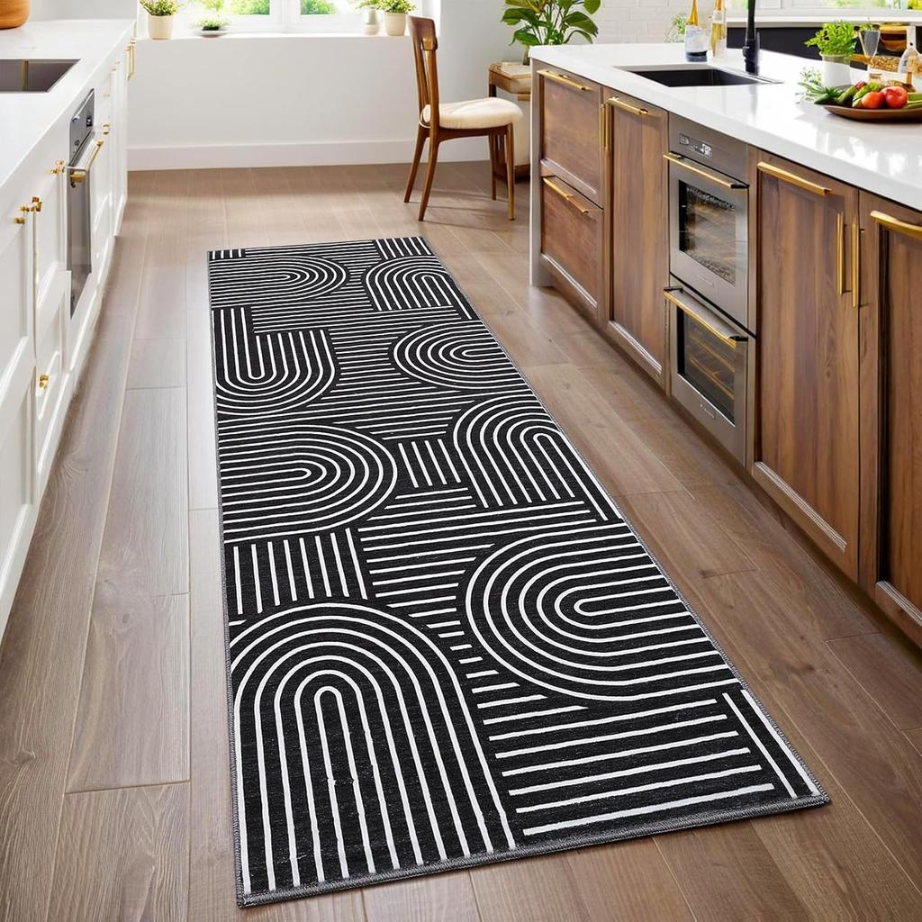 Geometric Lines Hallway Carpets Living Room Carpet Non-Slip Washable Rug Soft Sofa Coffee Table Floor Mat for Kitchen Tapis