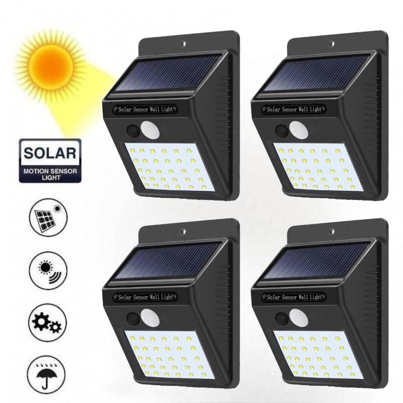 IP45 Waterproof Solar Outdoor Lights Motion Sensor Security Lamp 3 Lighting Modes for Garden Fence Garage Yard Path