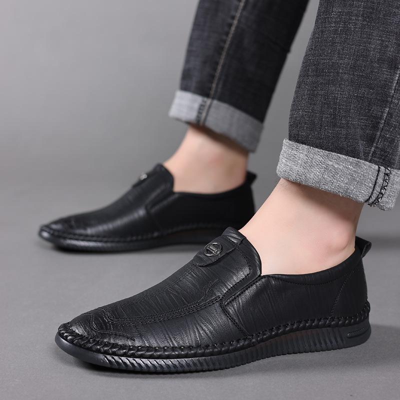 2025 Spring New Men's Shoes Soft Leather Men's Casual Leather Shoes One-pedal Shoes Driving Shoes 2025 Direct Sales