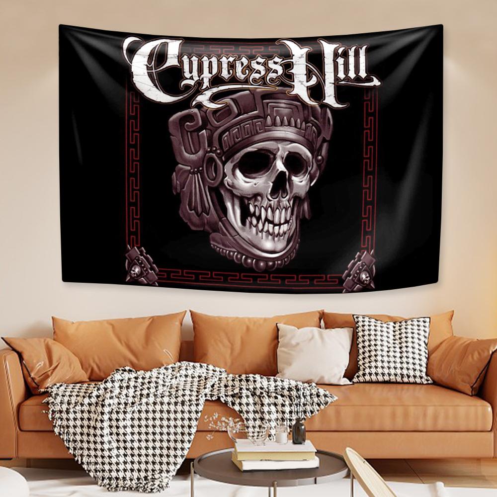 Cypress Hills Flag Banner Four Holes Polyester Digital Prints Rock Band Tapestry Outdoor Decoration Room Garage Garden