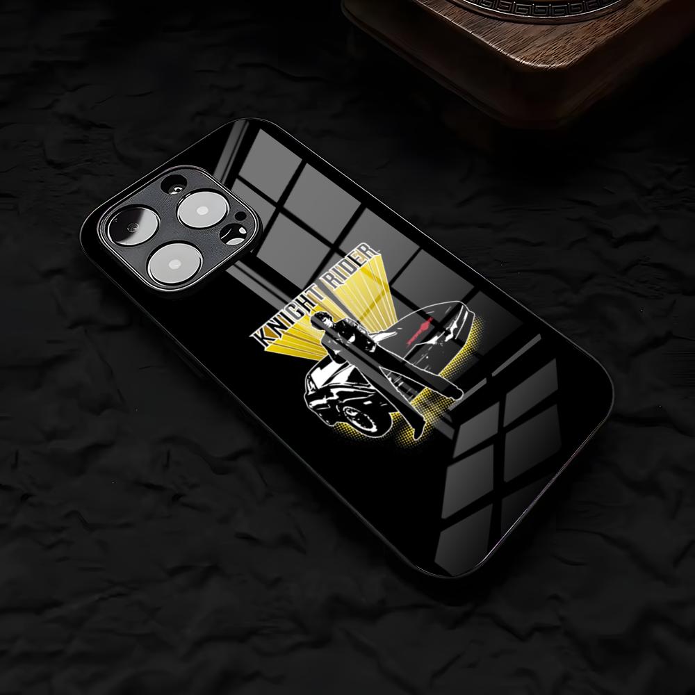 Cool K-Knight Rider Phone Case For IPhone 17 Air 16 E Pro Max 15 14 13 Mini 12 Pro 11 Max Plus Black Glass Cover