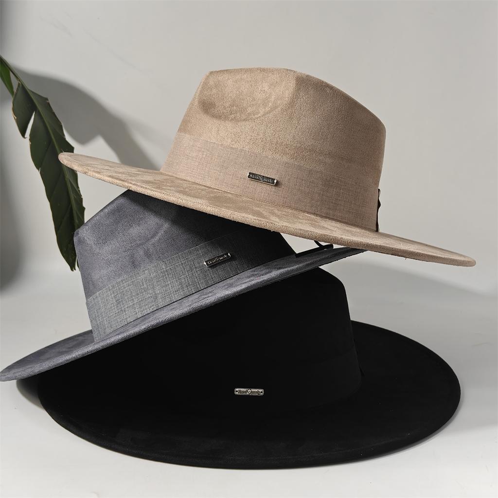New Big Wide Brim Fedora Hats For Women Men Western Suede Hat Large Felt Panama Hat Rancher Hat Chapeau Femme Luxe