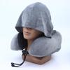 Memory Foam Travel Neck Pillow Soft Hooded Design Adjustable Strap Washable Cover for Flight Camping Nap