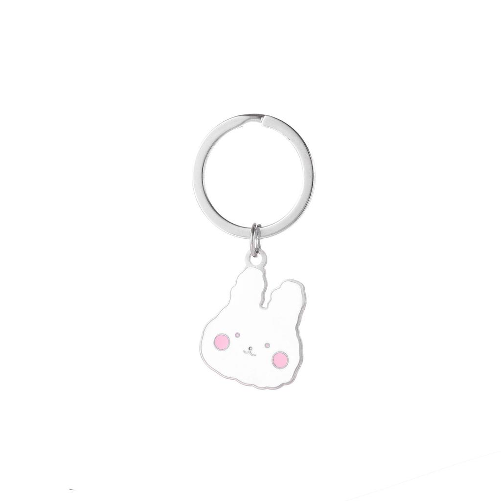 Gold Silver Black White Splicing Cat Stainless Steel Keychain Cute Cartoon Design Fashion Couple Pendant Practical Backpack Decoration