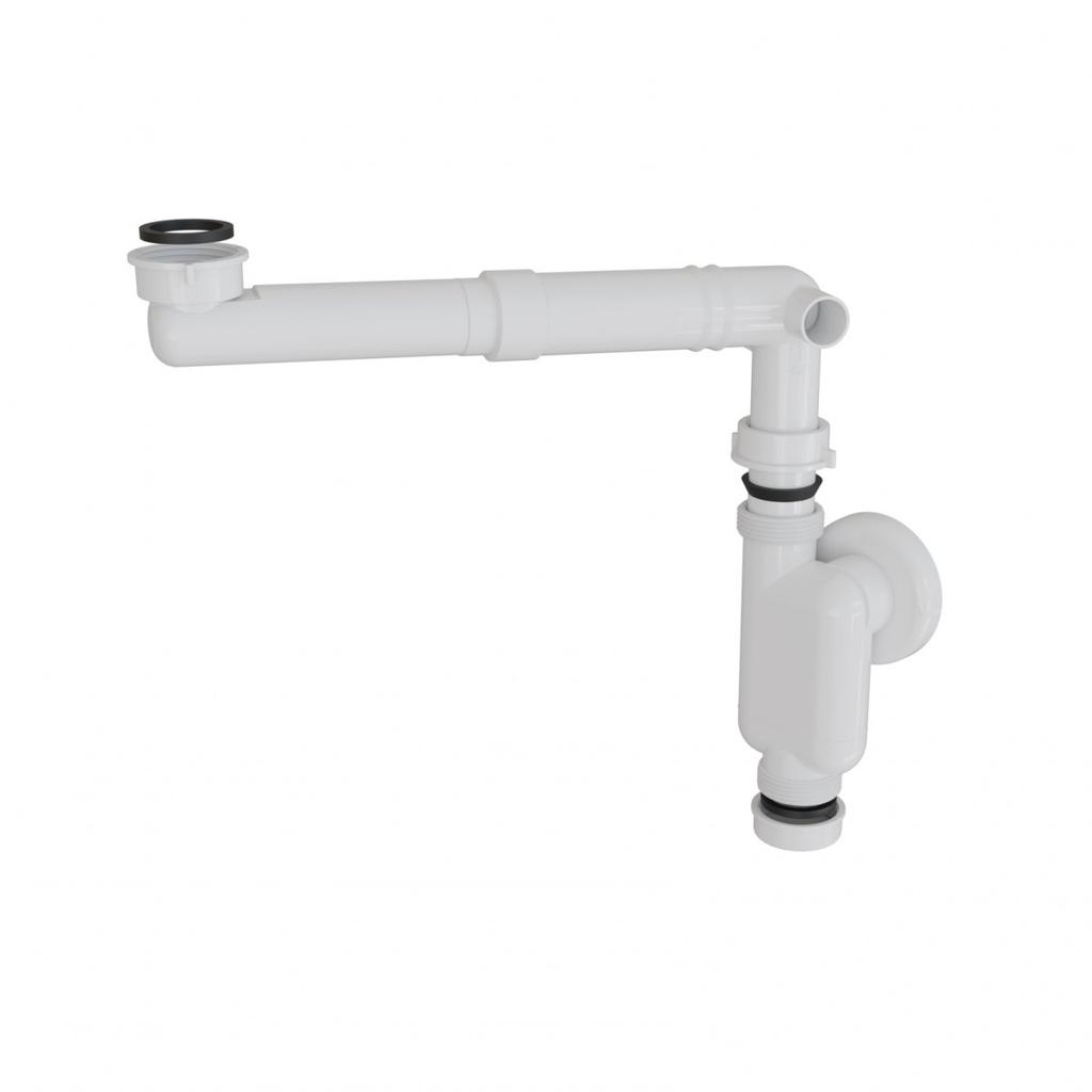 Space-saving adjustable washbasin siphon