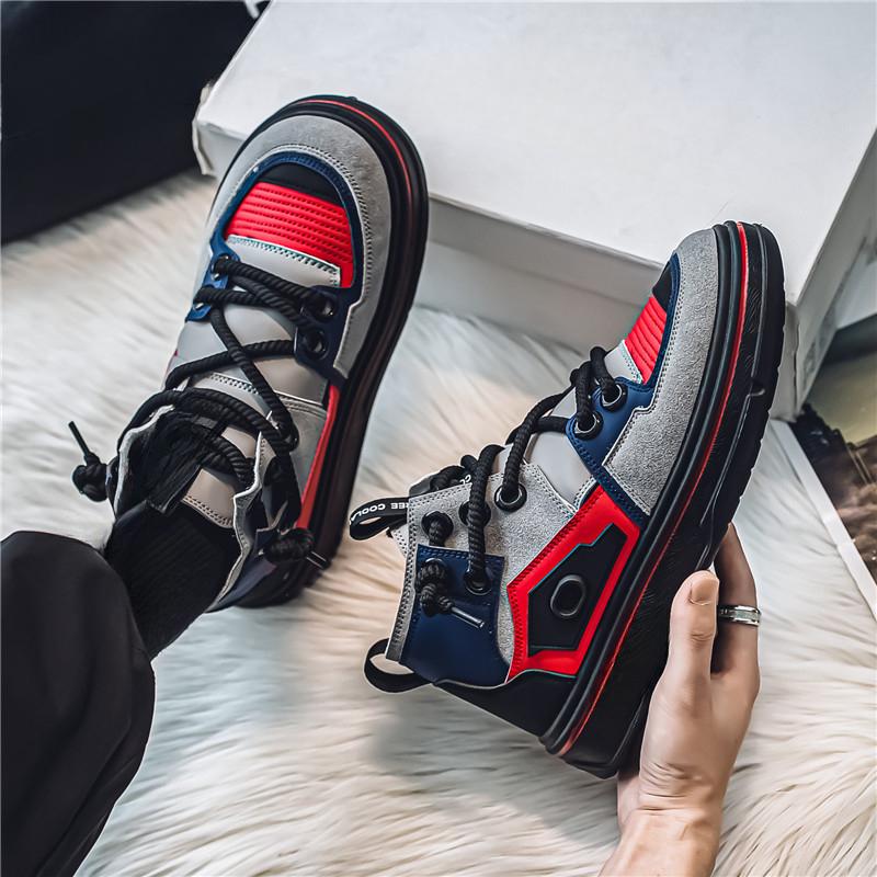 INS Style Men's Skateboard Shoes Streetwear High Top Platform Sneakers Men Fashion Lace-up Outdoor Men Skate Board Shoes