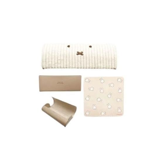 Miffy Eyeglass Face Corduroy Series Case, Beige,