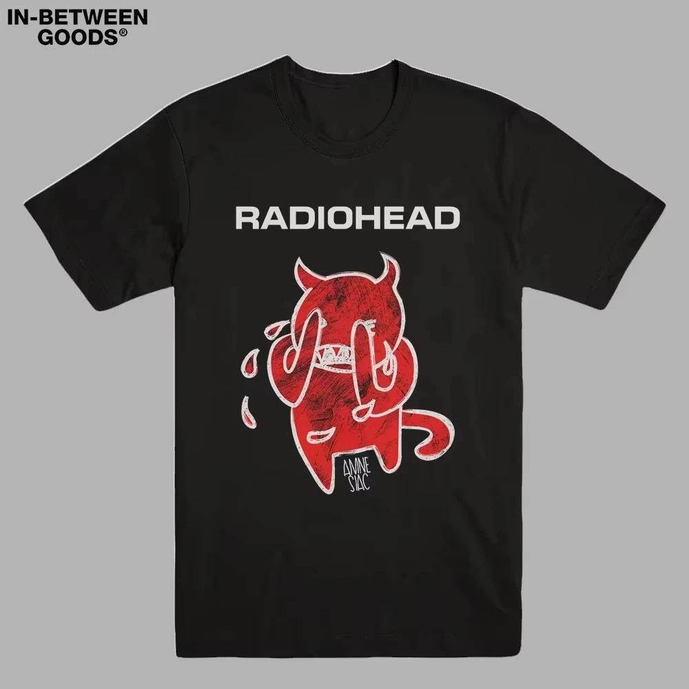 RADIOHEAD Printed TShirt Men Oversized Y2k Heavy Metal Band 2026 New Rock Punk American Casual Cotton Crew Neck Short Sleeve