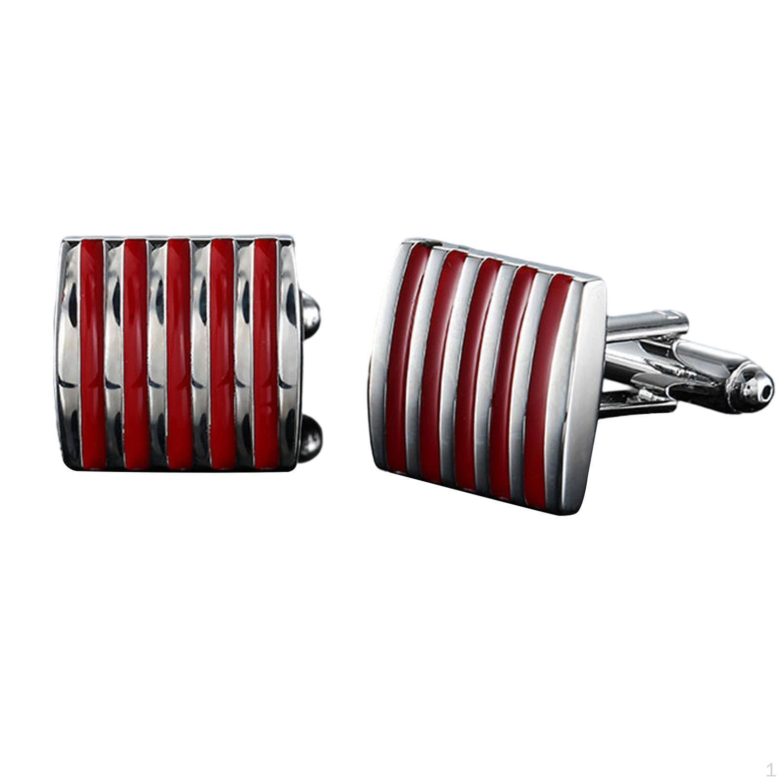 

Манжети з 1 смугою ed Французька розкіш Стиль джентльмена Міцний візерунок для сорочки Весілля Повсякденні костюми Red Stripe